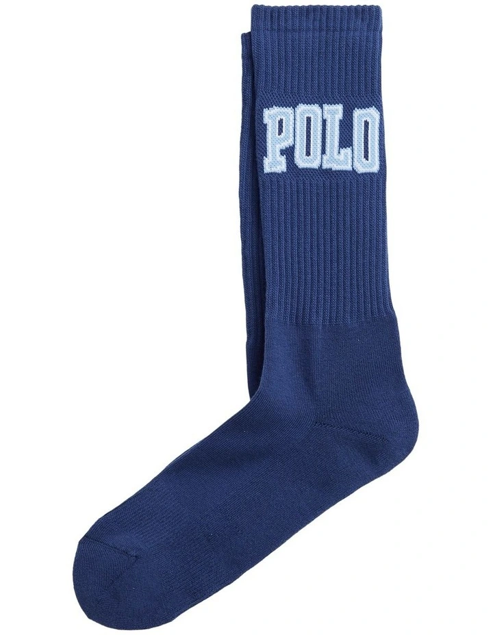 Logo Cotton-Blend Crew Socks in Navy image 1