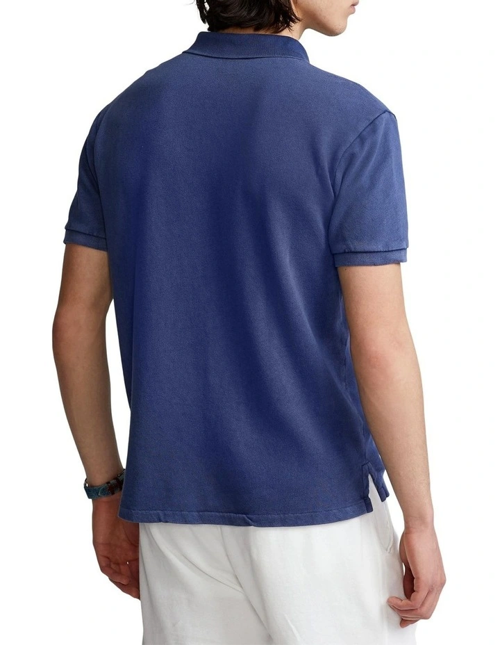 Custom Slim Fit Spa Terry Polo Shirt in Navy image 2