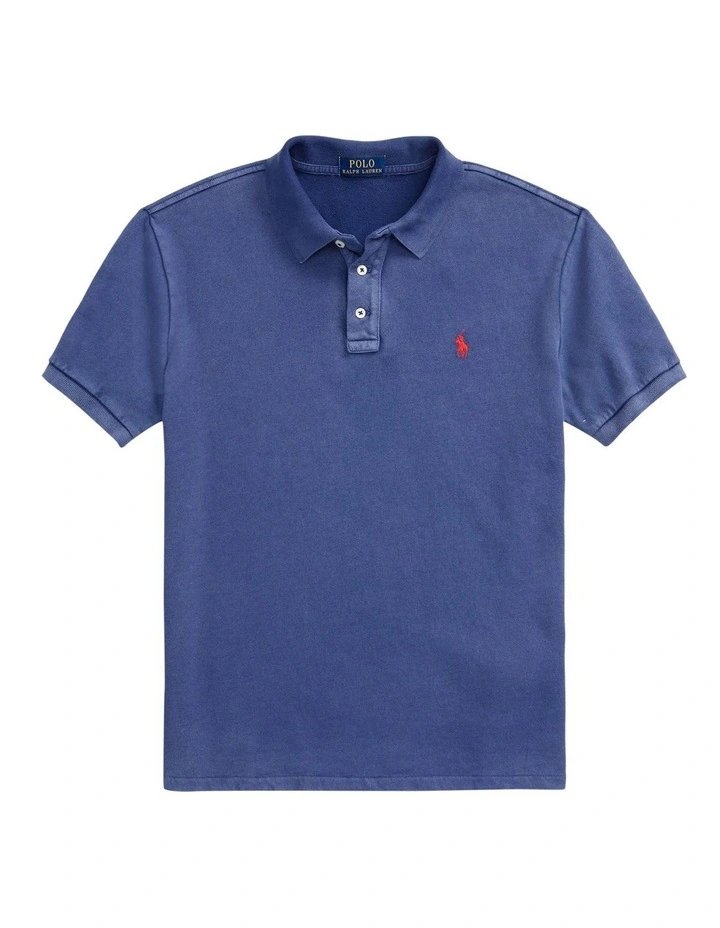 Custom Slim Fit Spa Terry Polo Shirt in Navy image 4