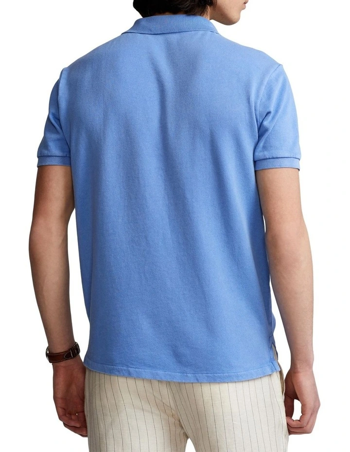 Custom Slim Fit Spa Terry Polo Shirt in Blue image 2