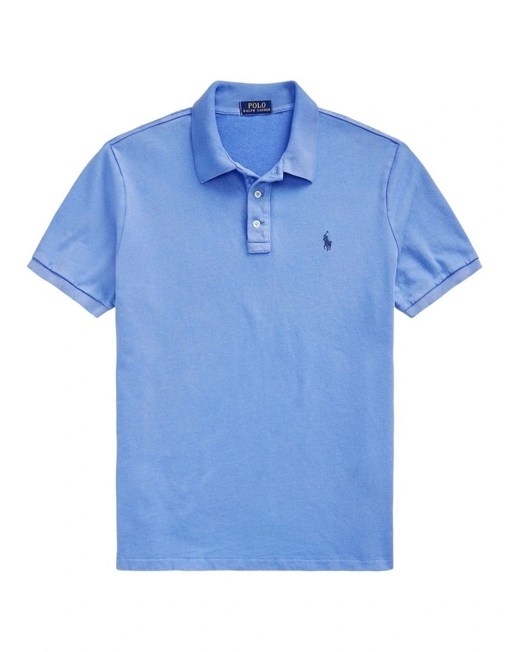 Custom Slim Fit Spa Terry Polo Shirt in Blue image 4