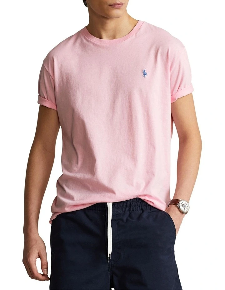 Custom Slim Fit Jersey Crewneck T-Shirt in Pink image 1