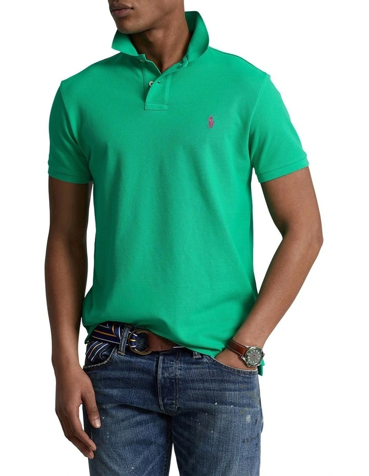 Polo Ralph Lauren Custom Slim Fit Mesh Polo Shirt in Green MYER