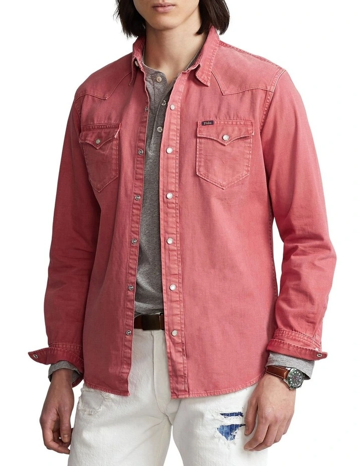 Polo Ralph Lauren Classic Fit Denim Western Shirt in Red MYER