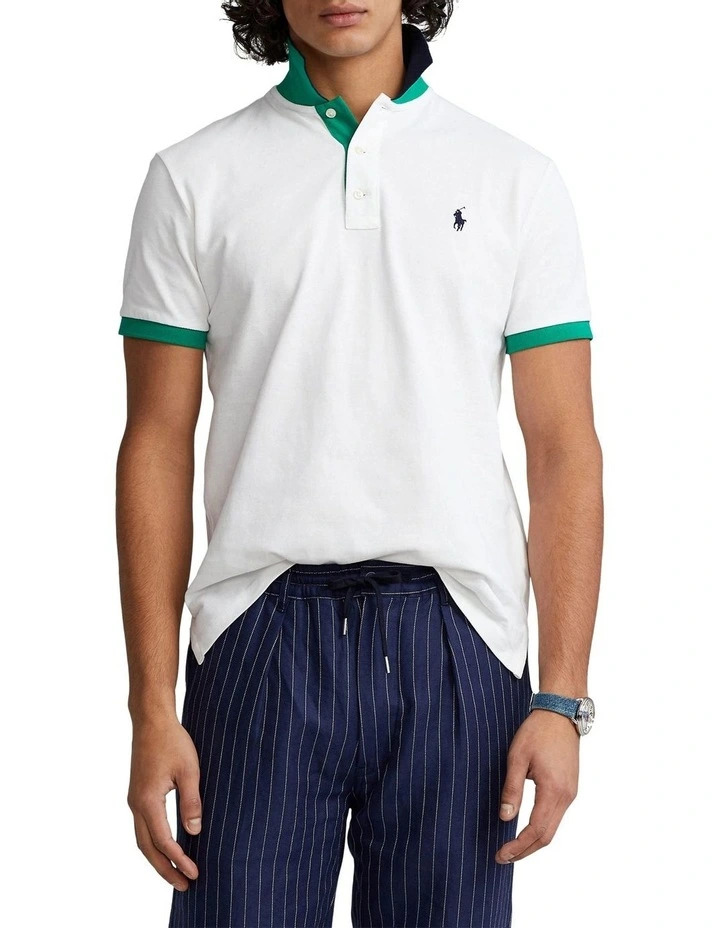 Polo Ralph Lauren Custom Slim Fit Mesh Polo Shirt in White | MYER