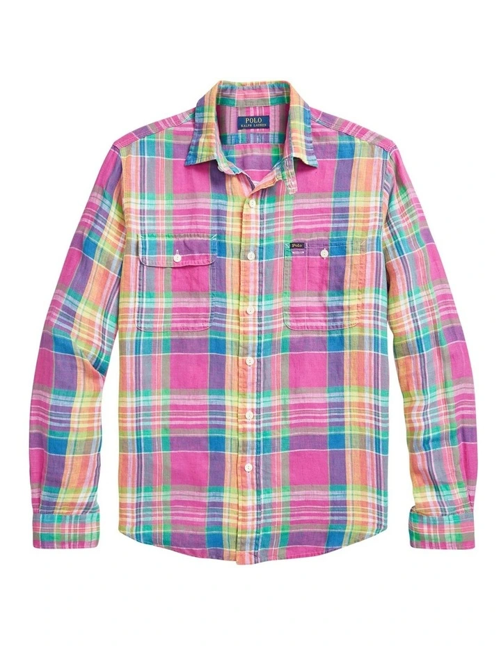 Plaid Linen Shirt Flannel Polo Shirt Womens POLO RALPH LAUREN
