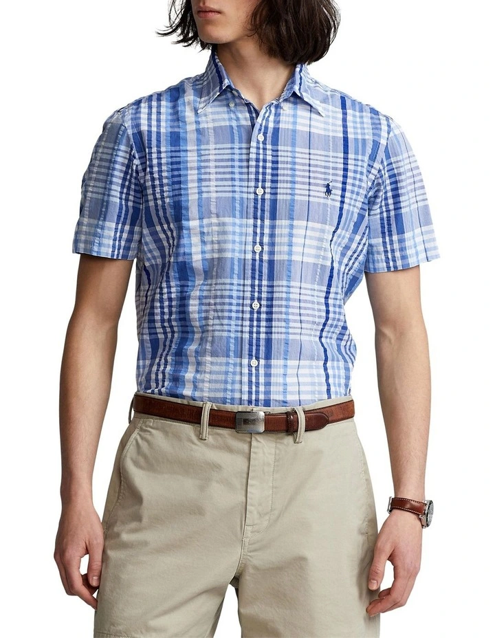 Polo Ralph Lauren Classic Fit Plaid Seersucker Shirt in Blue Multi