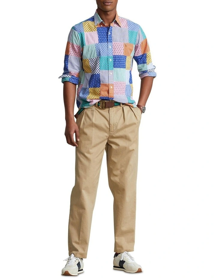 Classic Fit Patchwork Seersucker Shirt in Multi image 3