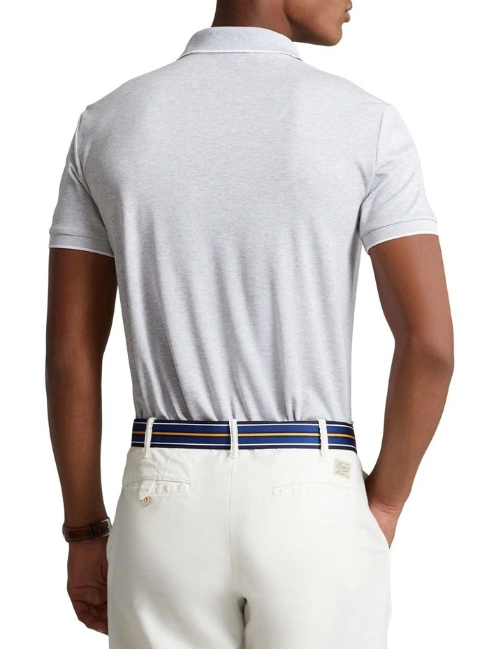 Custom Slim Fit Birdseye Polo Shirt in Grey image 2
