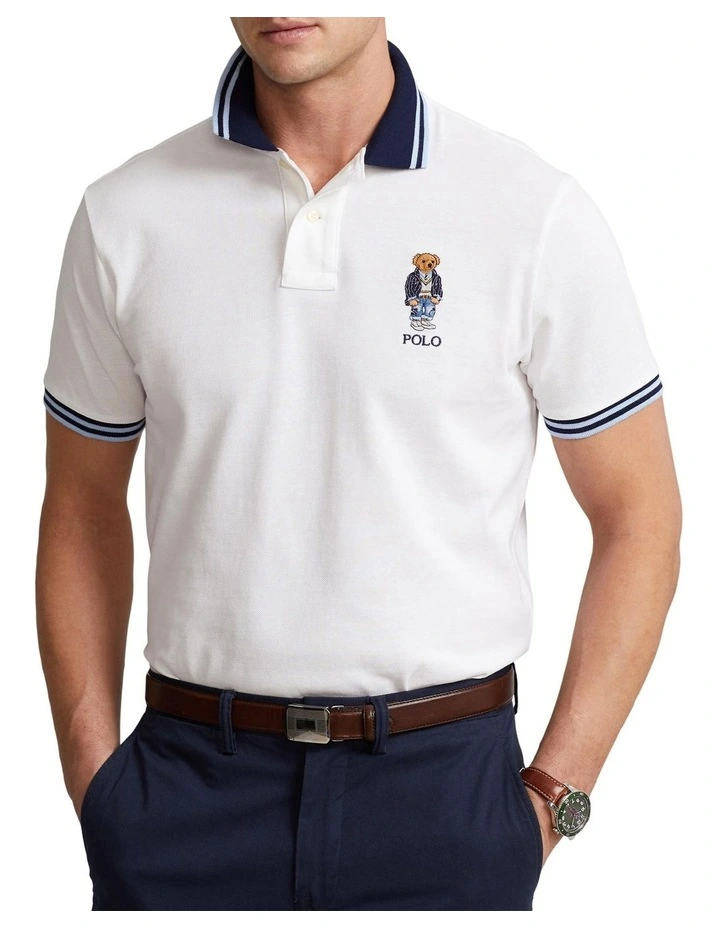 Polo Ralph Lauren Custom Slim Polo Bear Mesh Polo Shirt in