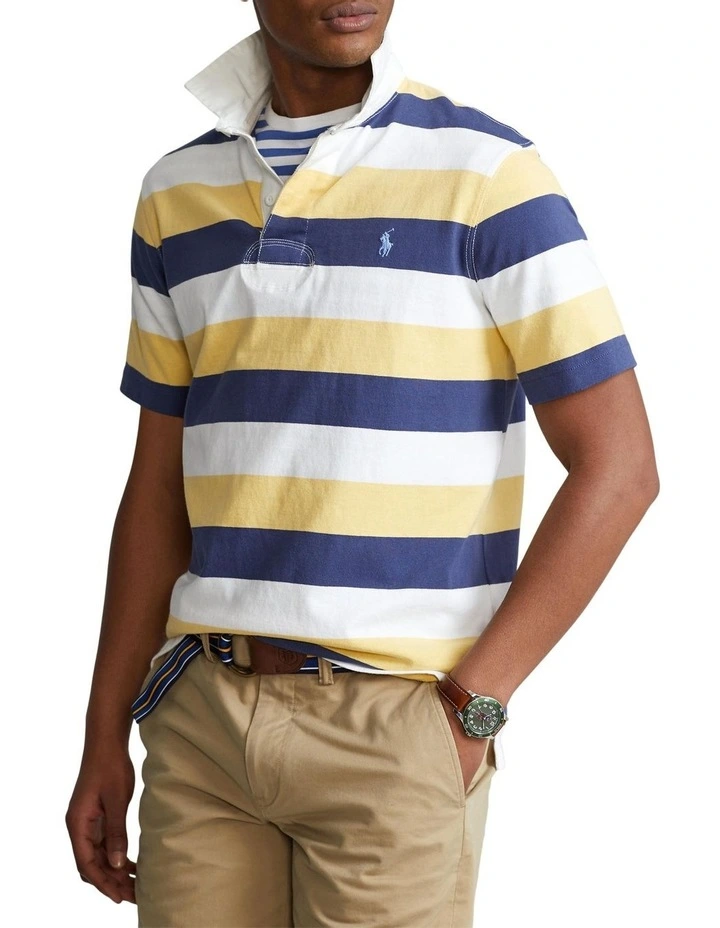 Classic Fit Striped Jersey Rugby Shirt In Multi image 1