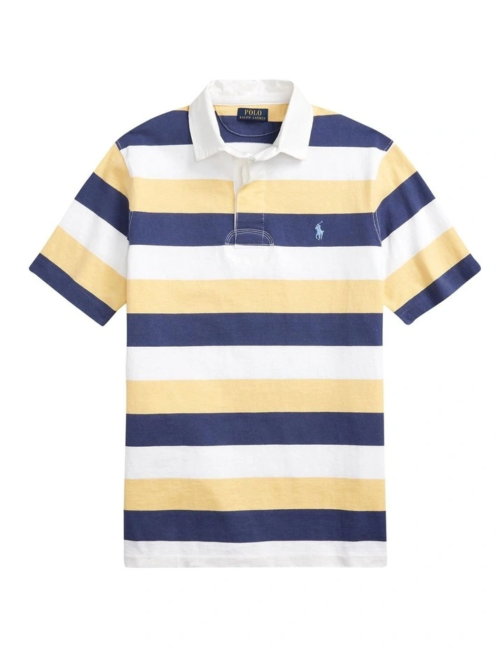 Classic Fit Striped Jersey Rugby Shirt In Multi image 4