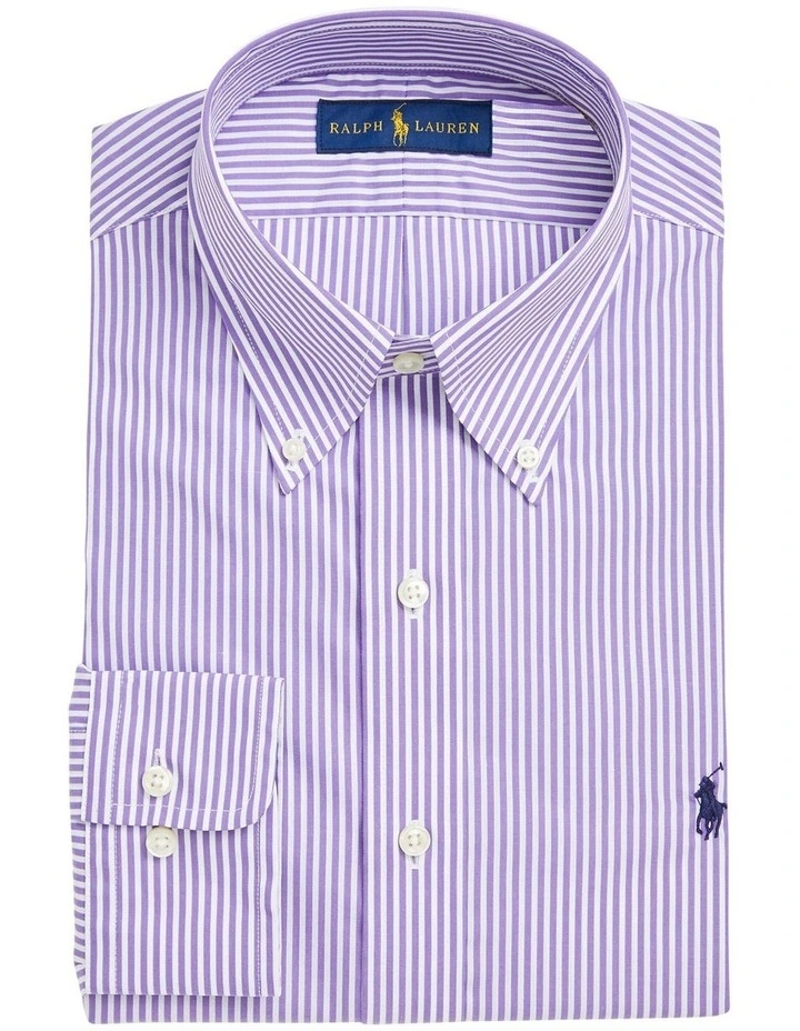 Polo Ralph Lauren Classic Fit Striped Poplin Shirt in Purple MYER