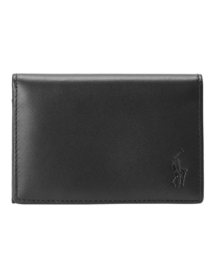 Leather Folded Card Case in Black image 1