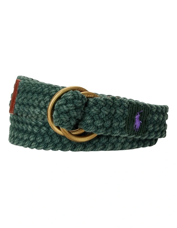 Webbed Cotton O-Ring Belt in Green image 1