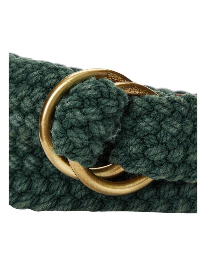 Webbed Cotton O-Ring Belt in Green image 2