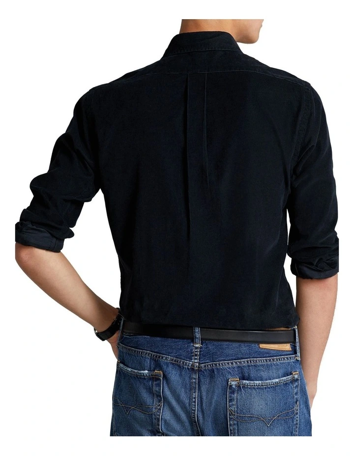 Classic Fit Corduroy Shirt in Black image 2