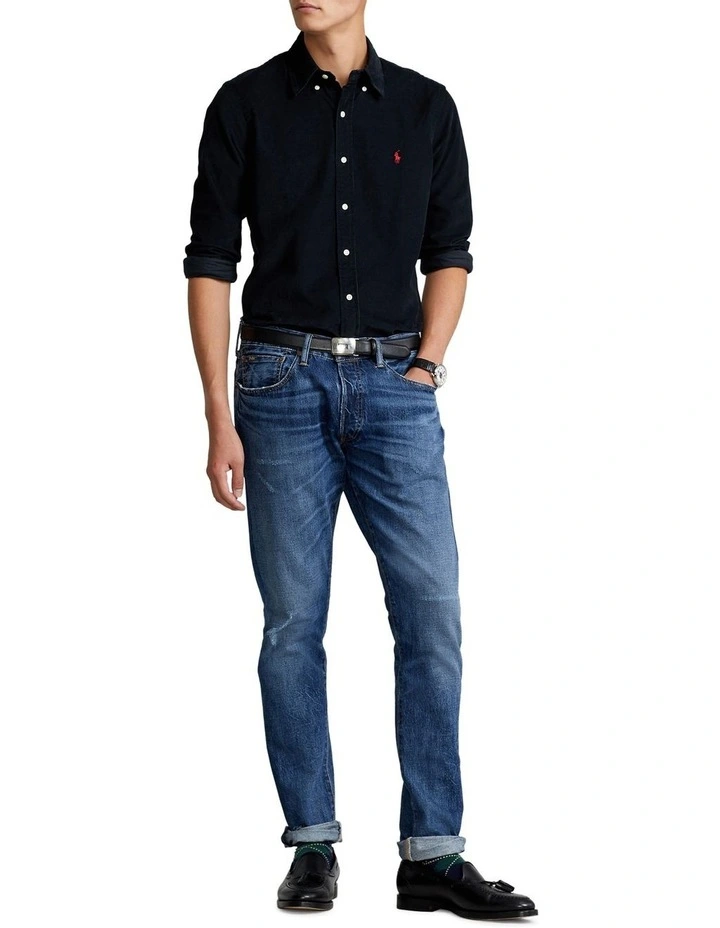 Classic Fit Corduroy Shirt in Black image 3