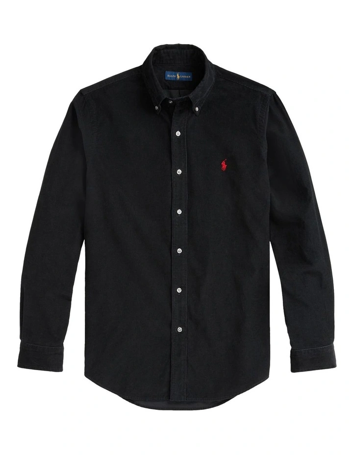 Classic Fit Corduroy Shirt in Black image 4