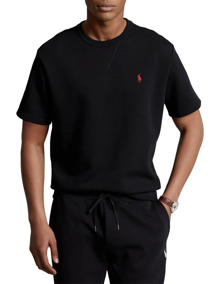 Polo Ralph Lauren Double-Knit Short-Sleeve Sweatshirt in Black MYER