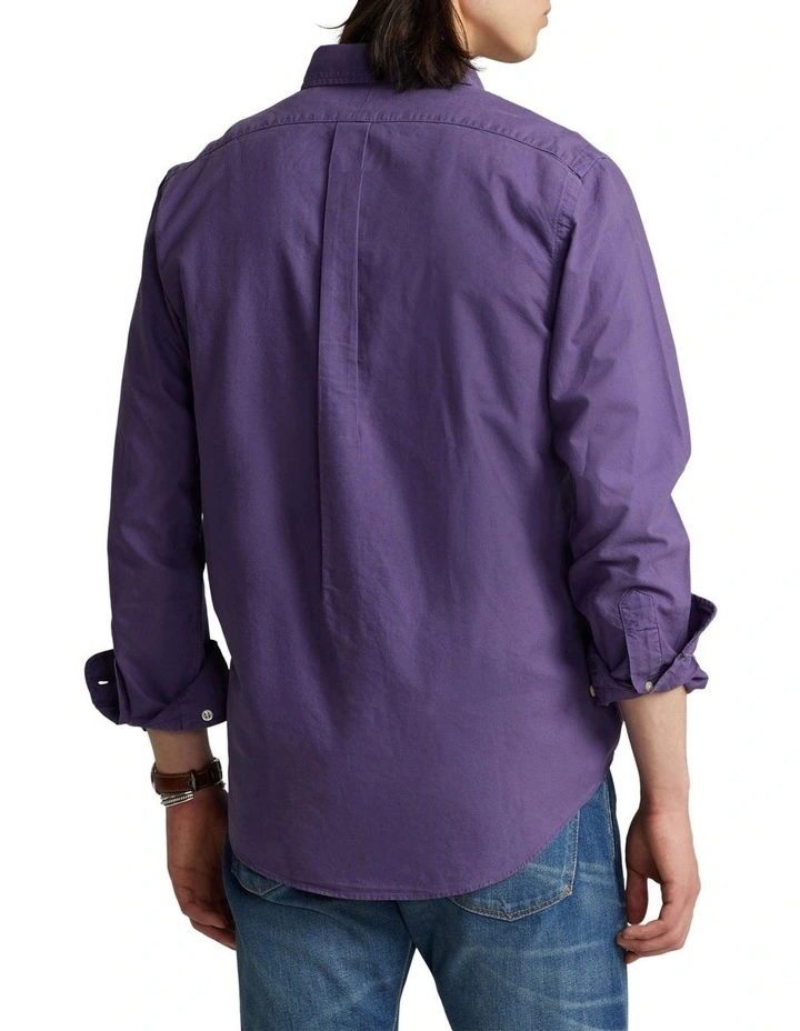 Classic Fit Garment-Dyed Oxford Shirt in Purple image 2