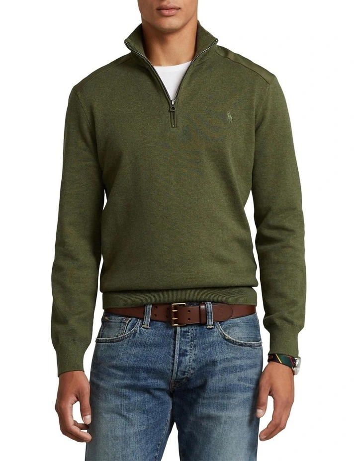 Hybrid Quarter-Zip Sweater in Green image 1