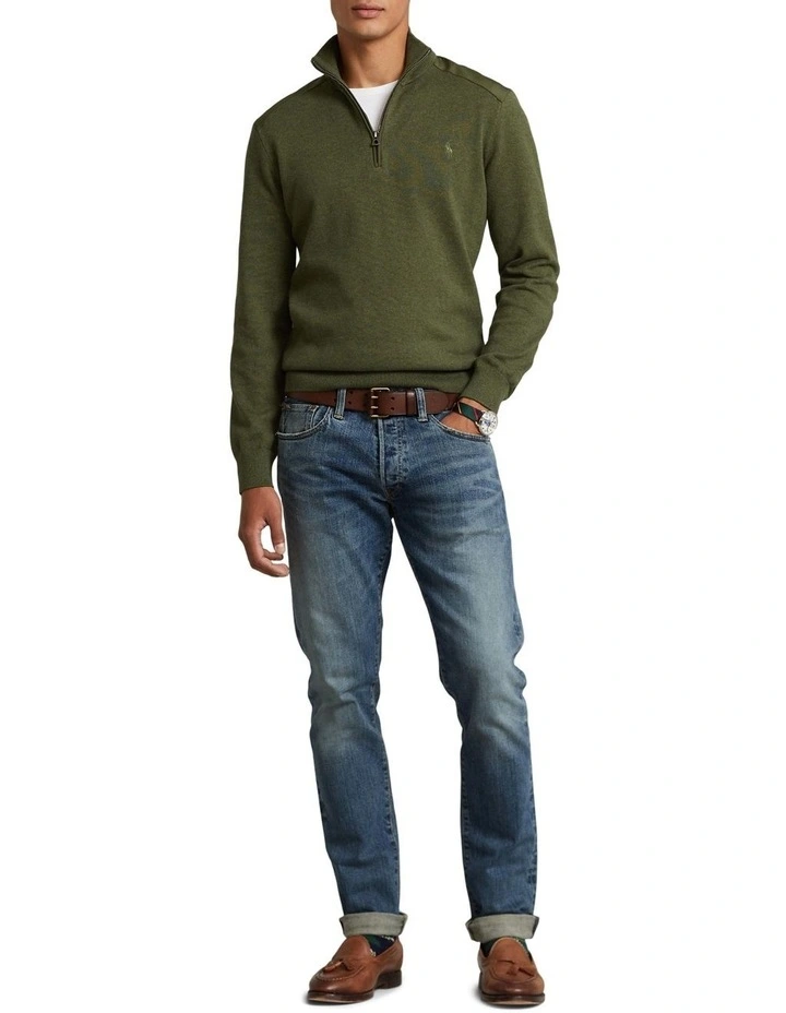 Hybrid Quarter-Zip Sweater in Green image 3