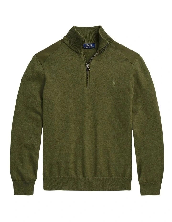 Hybrid Quarter-Zip Sweater in Green image 4