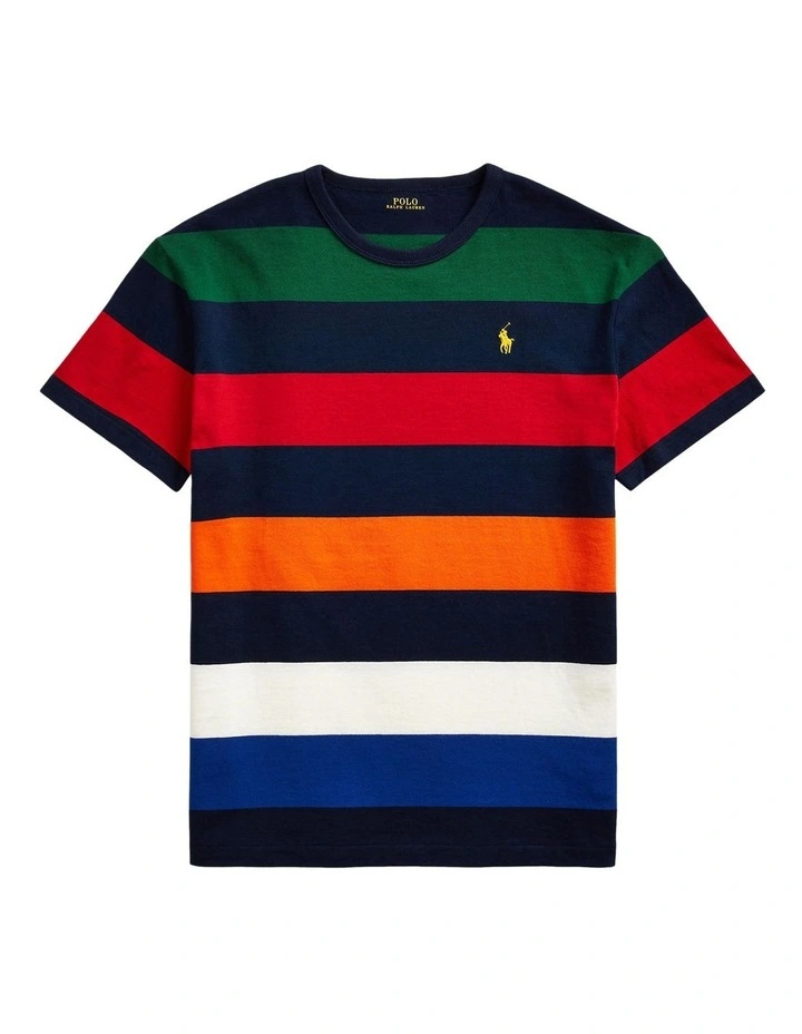 Classic Fit Striped Jersey T-Shirt in Multi image 4
