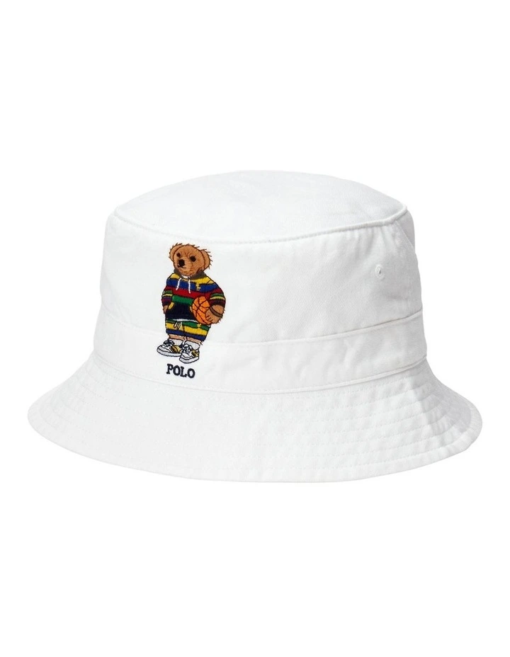 Polo Bear Chino Bucket Hat in White image 1