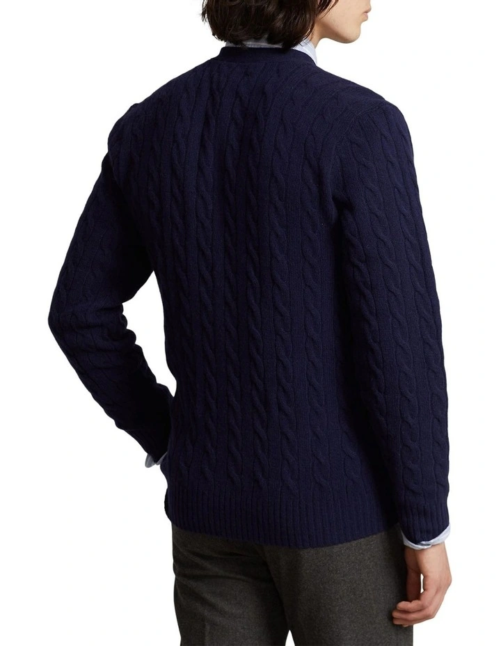 Cable-Knit Wool-Cashmere Cardigan in Blue image 2