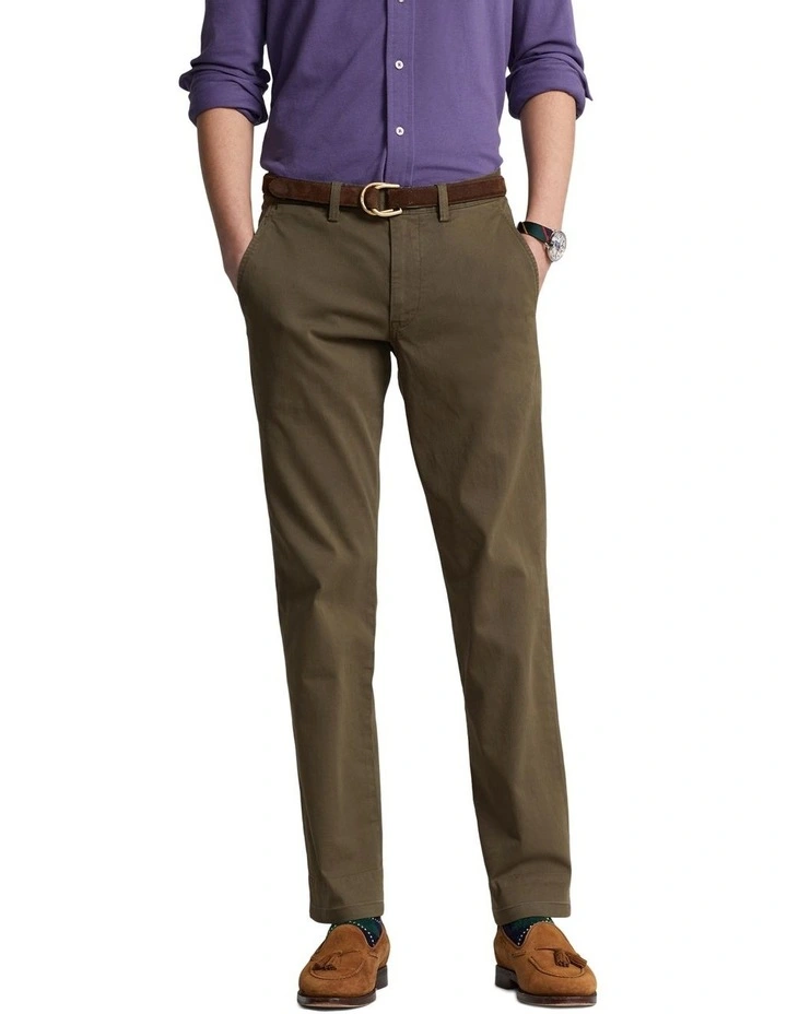 Stretch Straight Fit Chino Pant in Green image 1