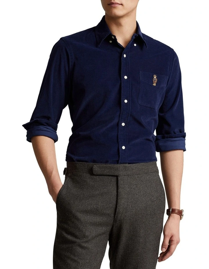 Polo Ralph Lauren Classic Fit Polo Bear Corduroy Shirt in Blue | MYER