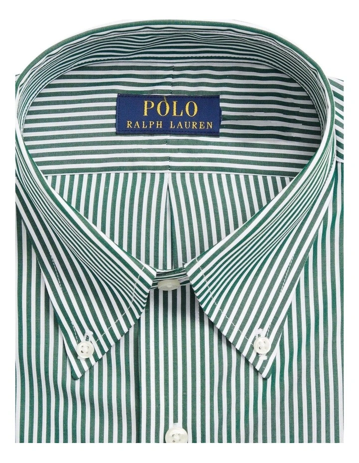 Classic Fit Striped Poplin Shirt in Green image 2