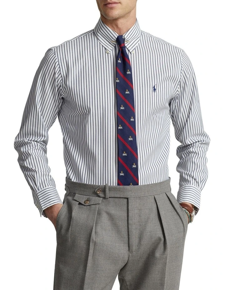 Classic Fit Striped Oxford Shirt in Blue image 1