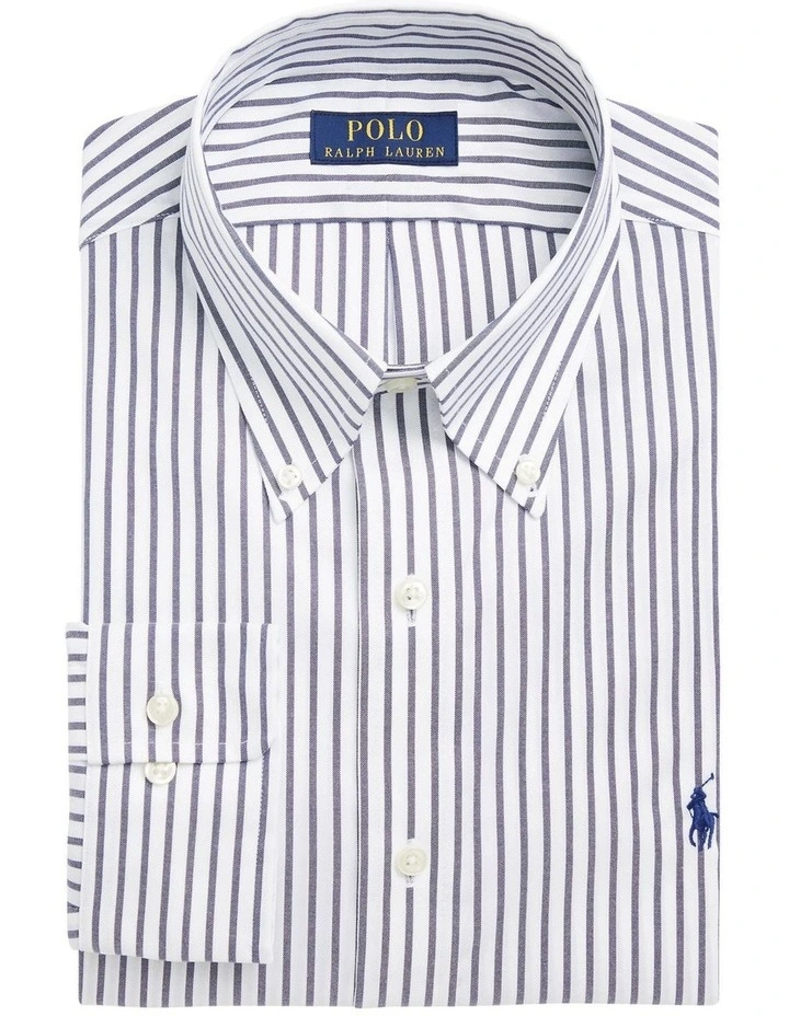 Classic Fit Striped Oxford Shirt in Blue image 4