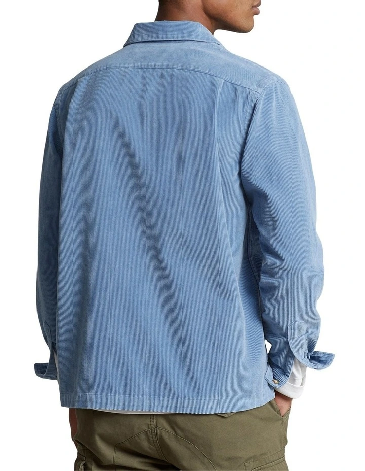 Classic Fit Corduroy Camp Shirt in Blue image 2