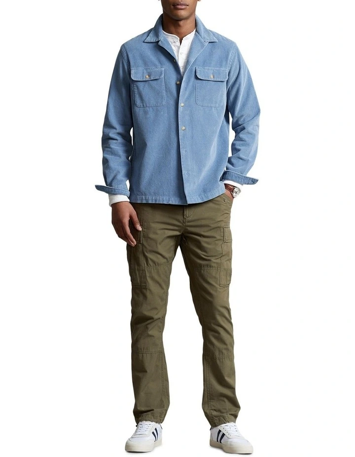 Classic Fit Corduroy Camp Shirt in Blue image 3