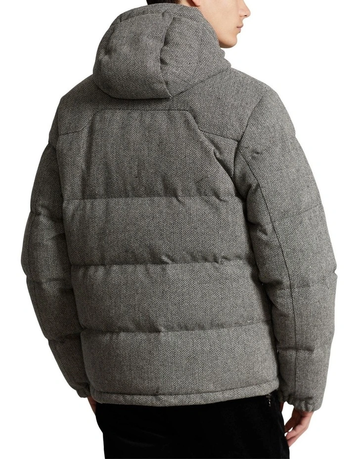 Herringbone Wool-Blend Down Jacket in Grey image 2