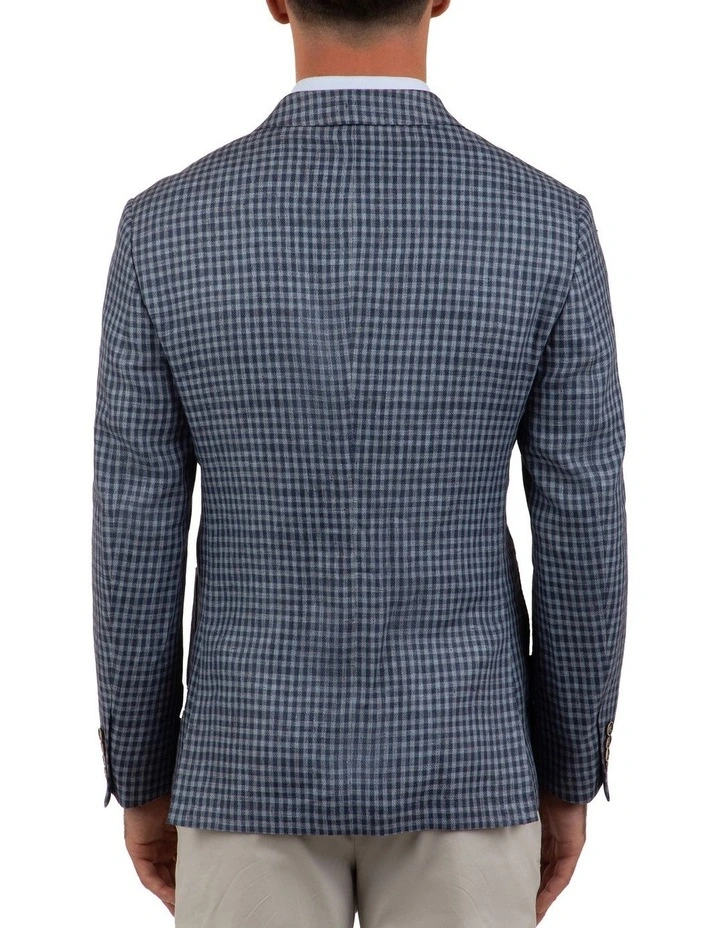 Slim Fit Electron Blue Check Jacket FGL649 image 3