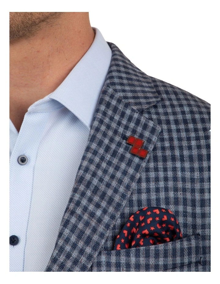 Slim Fit Electron Blue Check Jacket FGL649 image 5