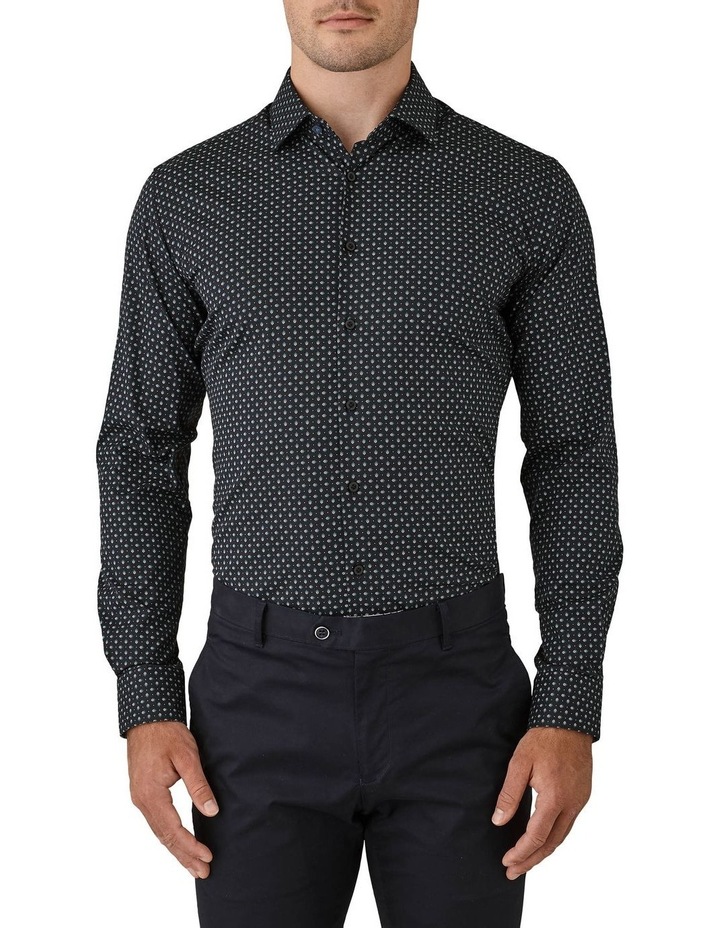Slim Stretch Fit Motion Print Long Sleeve Business Shirt