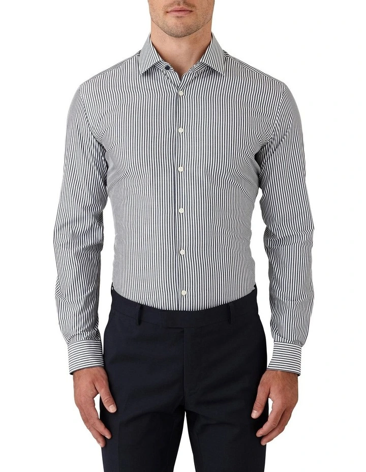 Slim Fit Motion Stripe Business Shirt Denim image 1