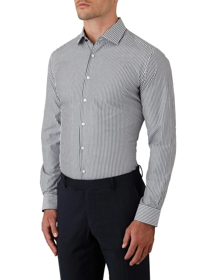 Slim Fit Motion Stripe Business Shirt Denim image 2