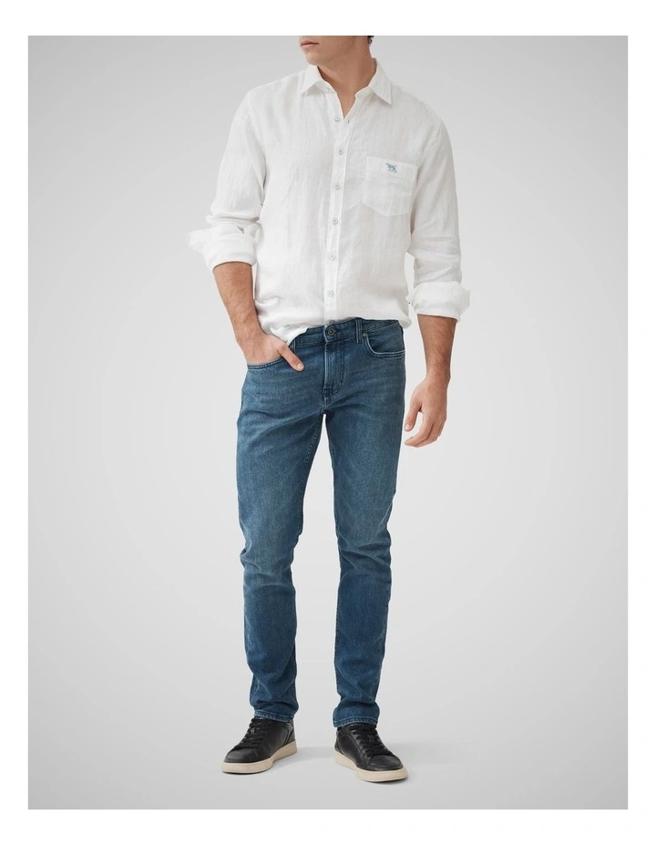 Oaro Slim Fit Italian Denim Jeans in Bright Blue image 2