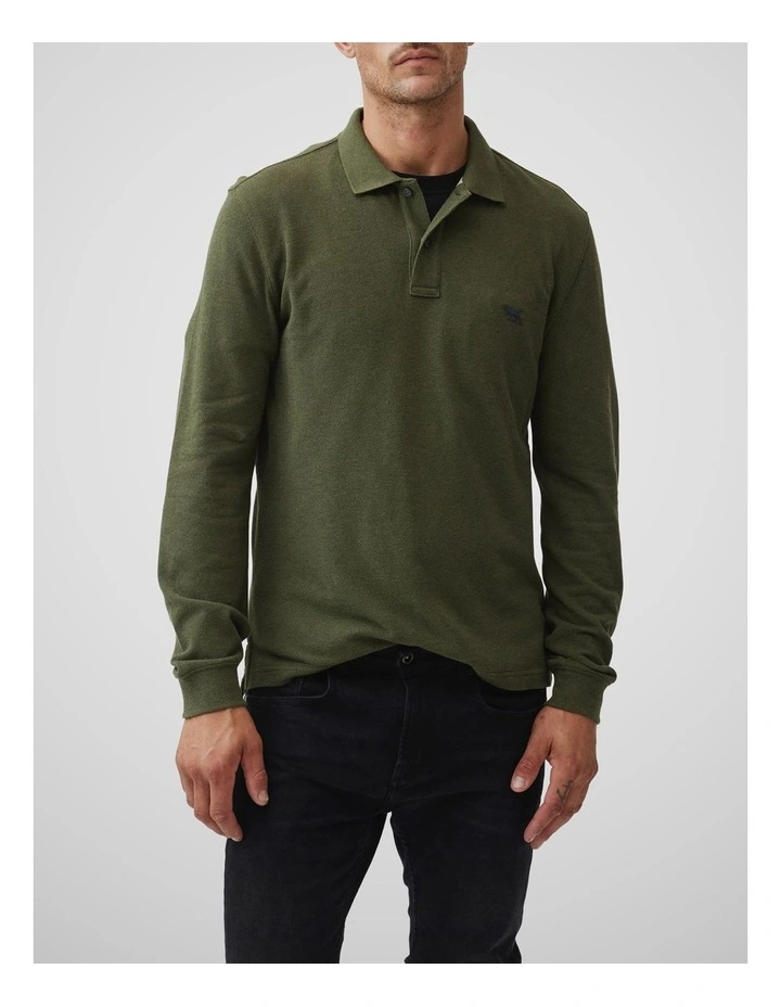 Long Sleeve Sports Fit Gunn Polo in Army image 1