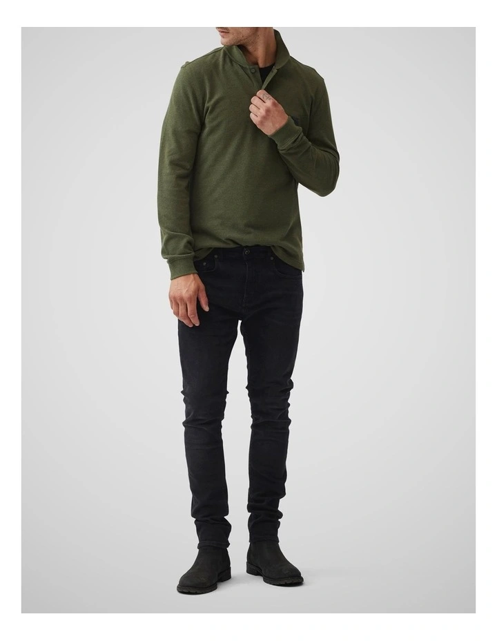 Long Sleeve Sports Fit Gunn Polo in Army image 2