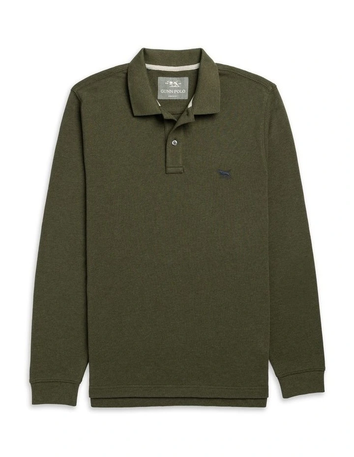 Long Sleeve Sports Fit Gunn Polo in Army image 4