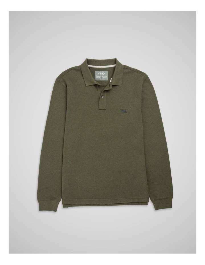 Long Sleeve Sports Fit Gunn Polo in Army image 4