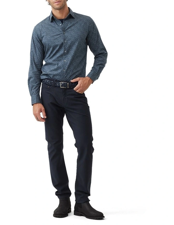 Bellmount Long Sleeve Sports Fit Shirt in Indigo image 2